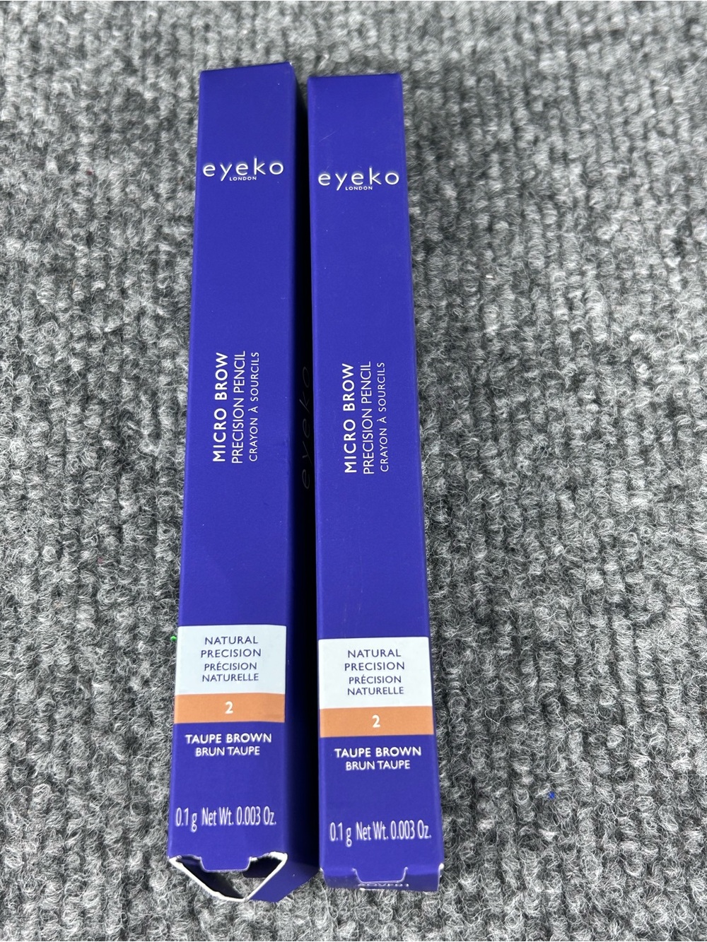 TWO Eyeko Micro Brow Precision Pencil Eyebrow Definer in #2 Taupe Brown NIB